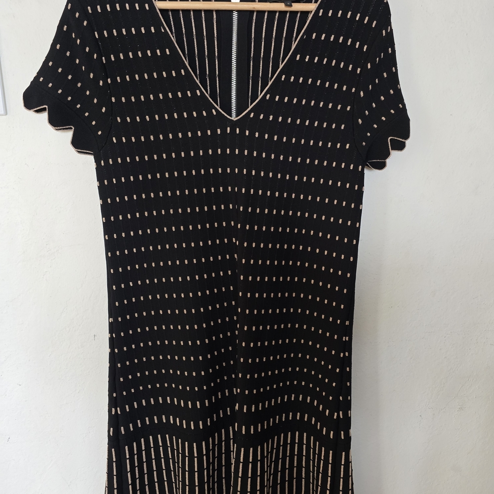 Ted Baker London Black Mini Dress with Beige Dot Pattern